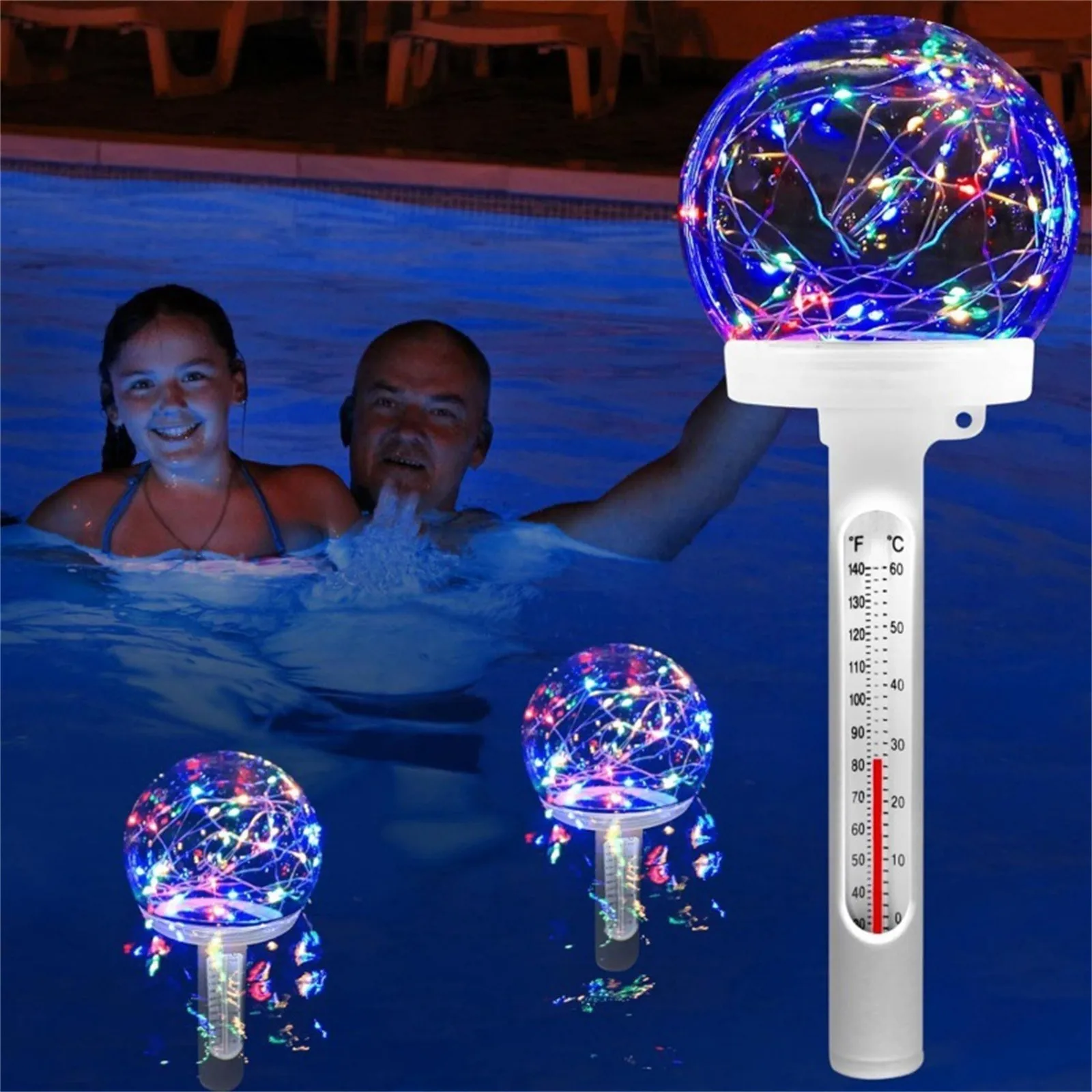 

Floating LED Colored Solar Pool Temperature Gauge,Easy Read Swimming Pool Temperature Gauge At Night Thermometer for Pool