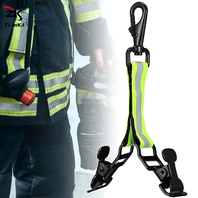 (ZYDD01) 1Pcs Firefighter Glove Clip Reflective Nylon Webbing Strap Portable Hanging Glove Keeper Tool Bag Glove Holder