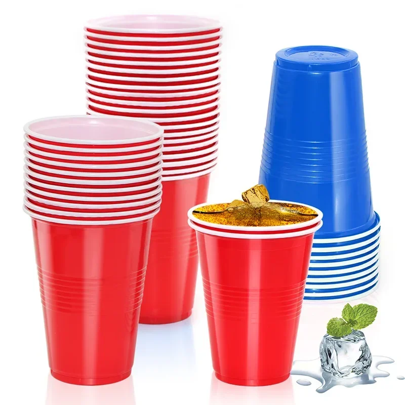 20Pcs/pack 16oz Party Cups Disposable Water Cups Recyclable Plastic Cups with Fill Lines for Drinks BBQ Picnic Party Game