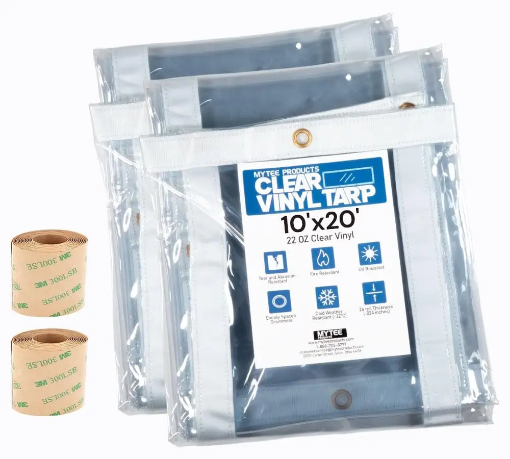 

2 Pack 10' x 20' Clear Vinyl Tarp – 24 MIL Thick Heavy-Duty Waterproof Vinyl Tarpaulin with Grommets, UV & Fire, Customized