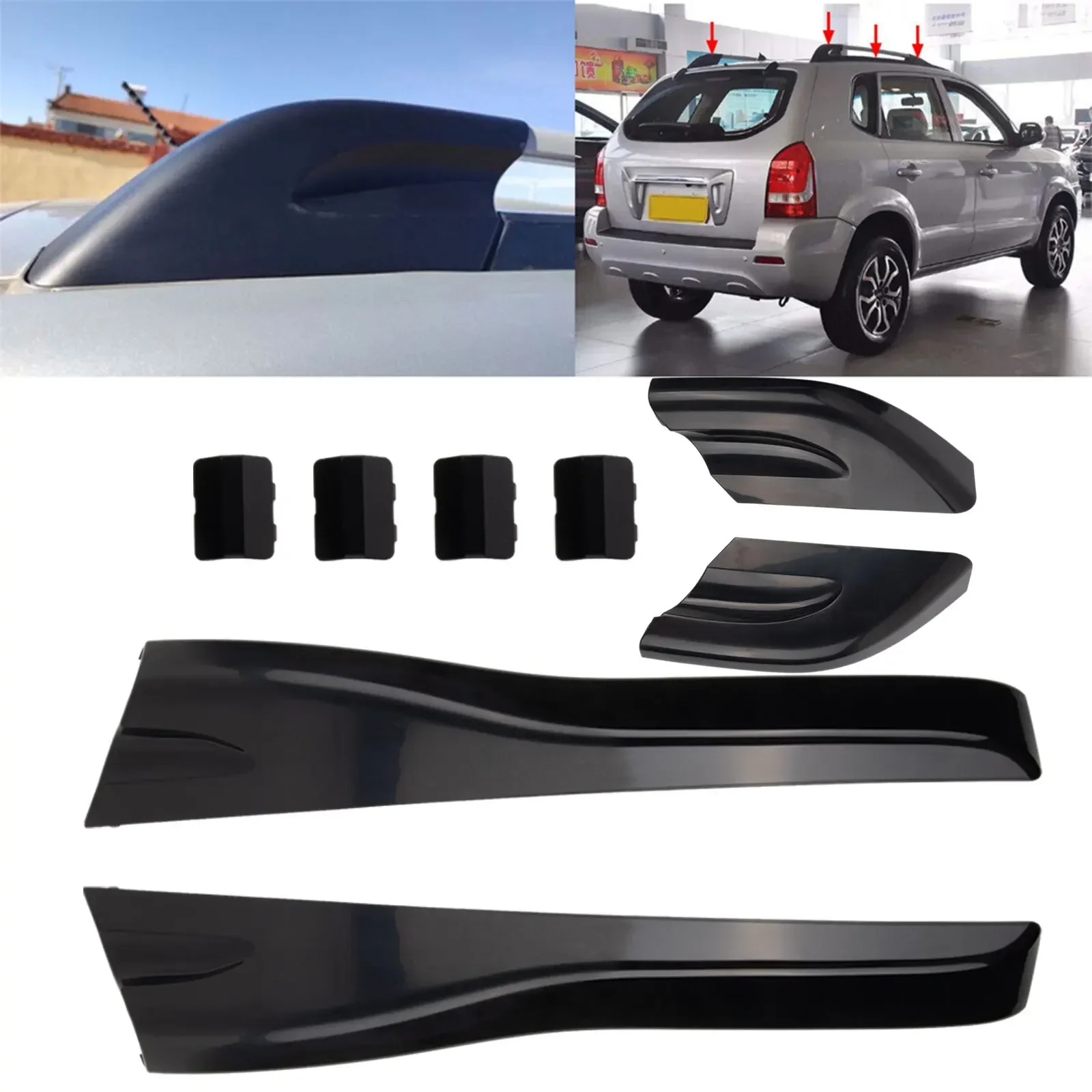 High Quality Roof Rack End Cover Car Accessories Auto Exterior Parts Black 8 Pcs/set Plastic Roof Rack End Cover Car Auto None