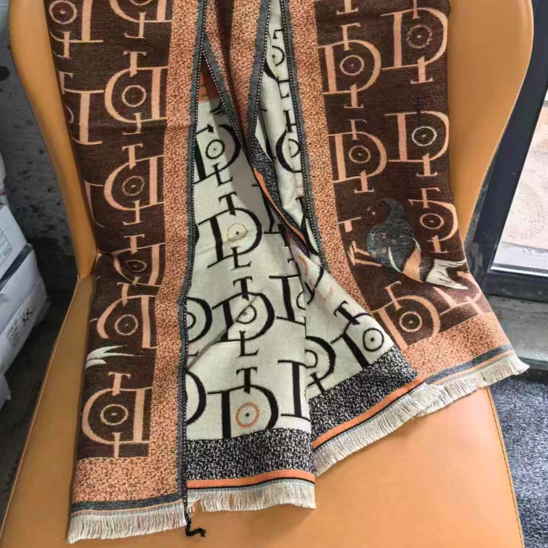 

Новинка 2026, женский модный брендовый шарф с буквами, роскошные осенне-зимние теплые шали, шарфы с принтом, пашмина Mujer Femme, платок Bufanda