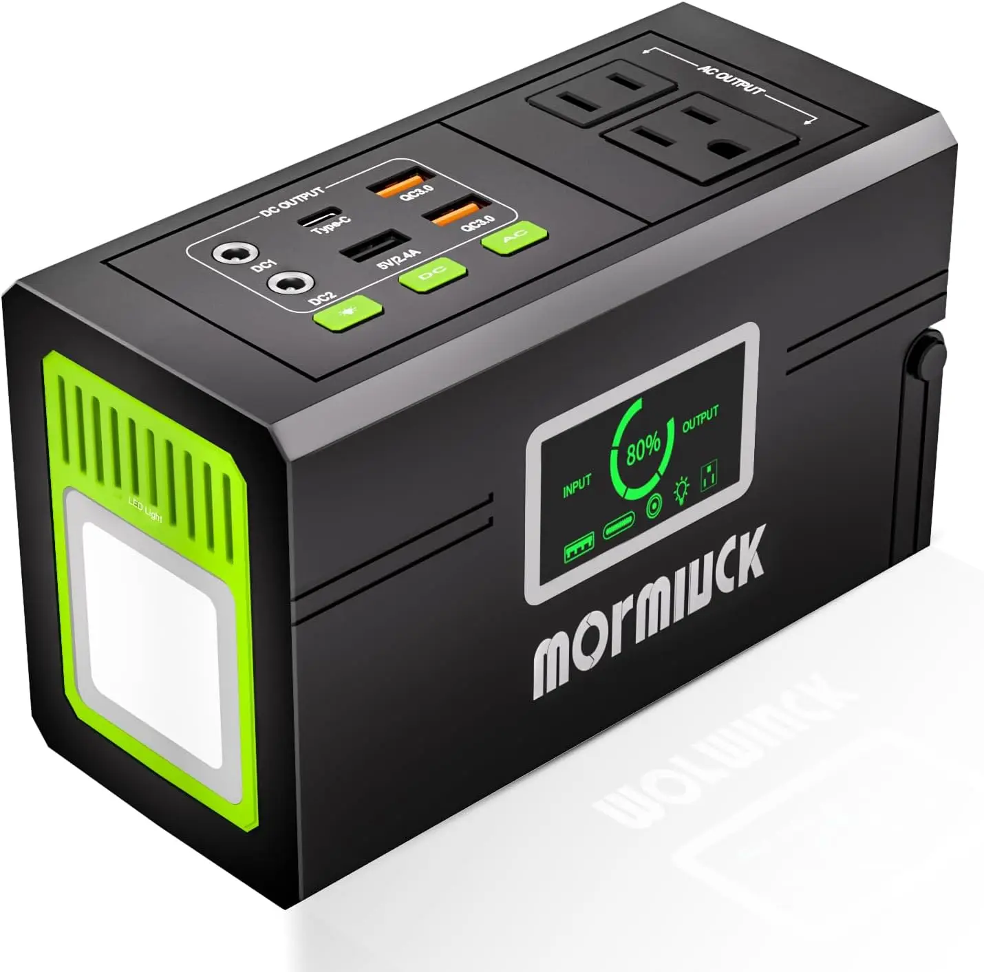 Portable power station 127w (peak 150W), 88.8Wh, portable power supply with AC socket, 1 c type, 2*QC3.0, LED light