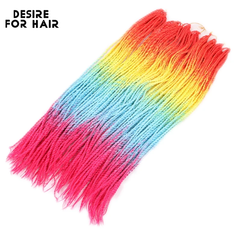 Senegalese Twist Hair Crochet Braids Rainbow Ombre 2X Twist Synthetic Braiding Hair Pre Looped Extensions For Women Event Party