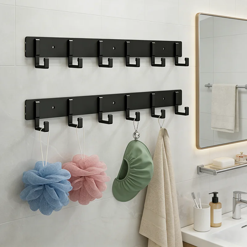 Bohrfreier Aluminium-Wandhaken, Starker Klebehaken für Alltagskleidung, Handtücher, Bademäntel, Bad, Küche, Eingangsbereich, Wandorganizer – Detail 8