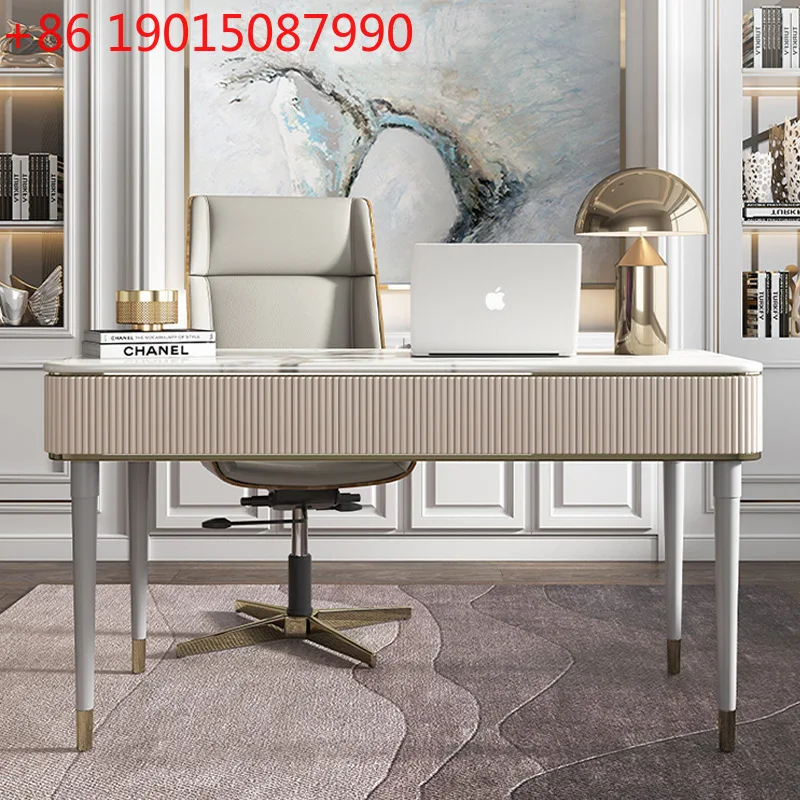 

Modern light luxury rock slab desk simple home writing desk study office computer study table TV cabinet