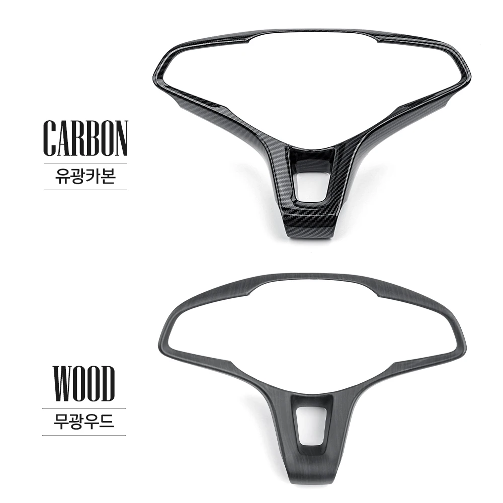 

Car Accessories Interior Carbon Fiber Wood Style ABS Steering Wheel Frame Cover Trim For Genesis GV70 G80 Sport