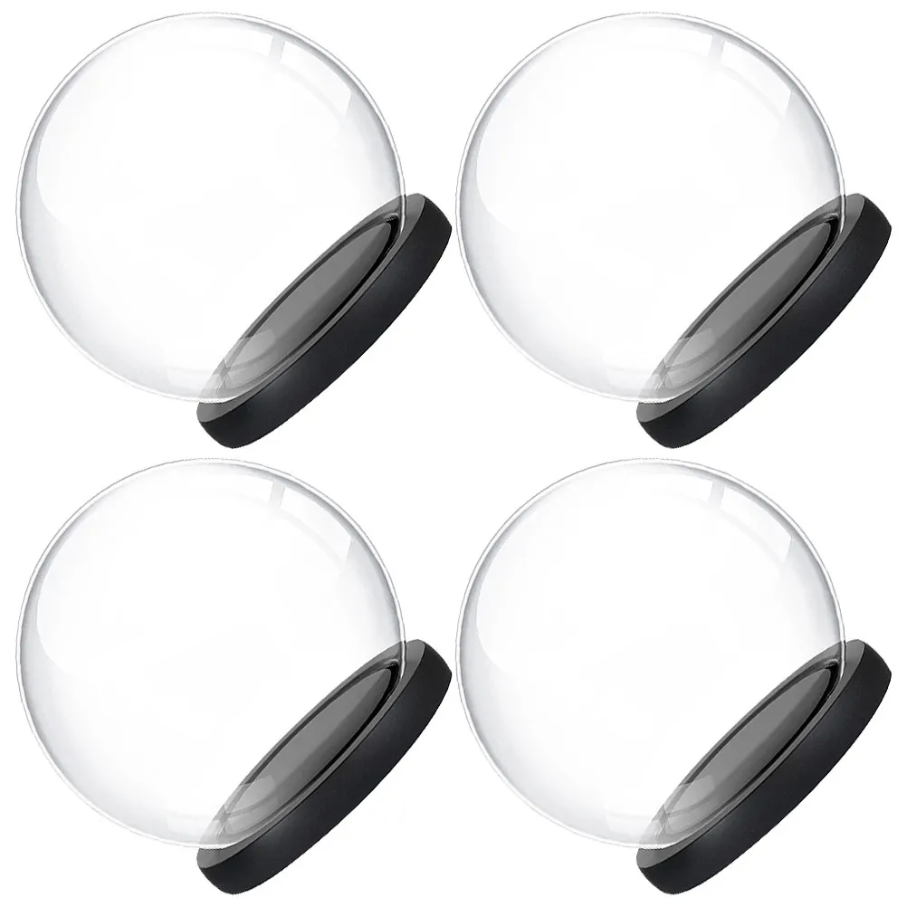 4Pcs Glass Cloche Dome with Wooden Base Preserved Flower Cover for Wedding Party Desktop Decor Micro Landscape Display Eternal