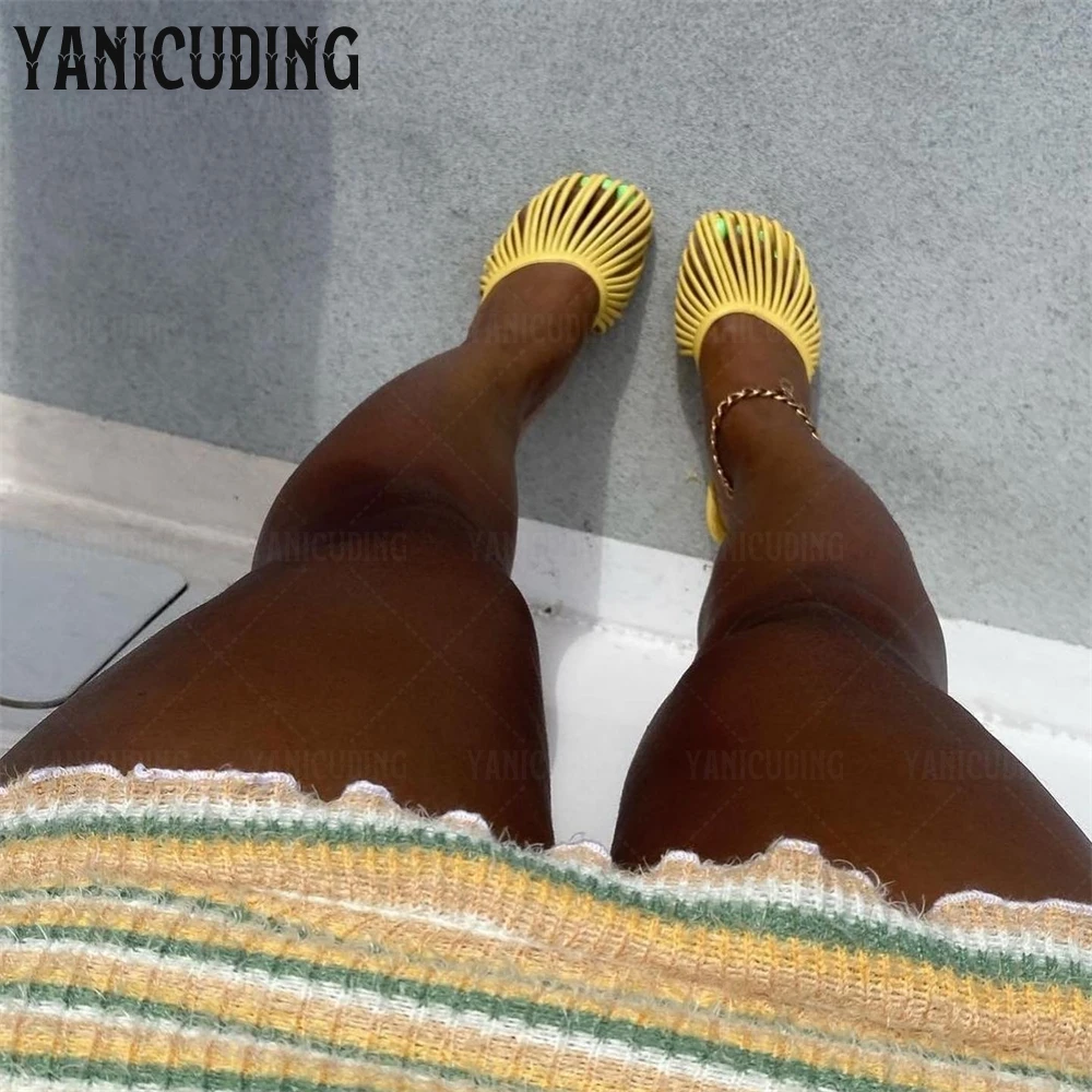 قفص ساحة تو البغال متعدد الألوان الجلود خنجر النعال الجدة مصمم نمط اليدوية المرأة الصيف عالية الكعب مخصص #5