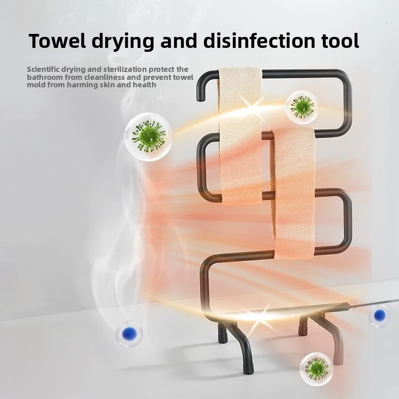 201 Stainless Steel Electric Towel Rack, Carbon Fiber Heated Towel Rail with Constant-Temperature Heating for Bathroom Use
