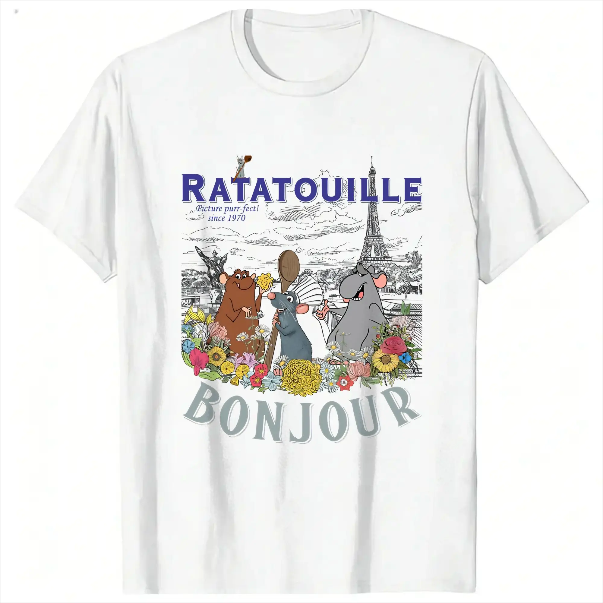 Ratatouille T-Shirt Men  Classic Pure Cotton T-Shirts Summer O Neck Fashion Tee Shirt Hot Sale Oversize Clothes