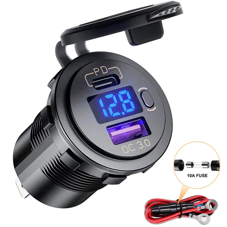 12V 48W USB-Ladeanschluss Wasserdichte Ladebuchse PD Typ C und QC3.0 USB-Anschluss USB-Buchse für Auto Boot Marine LKW