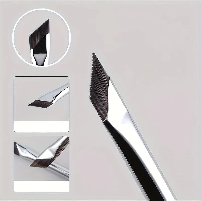 Precision Angled Eyeliner Brush, Flat Sickle Design for Detailed Eye Makeup Application, Nylon Bristles, All Skin Types
