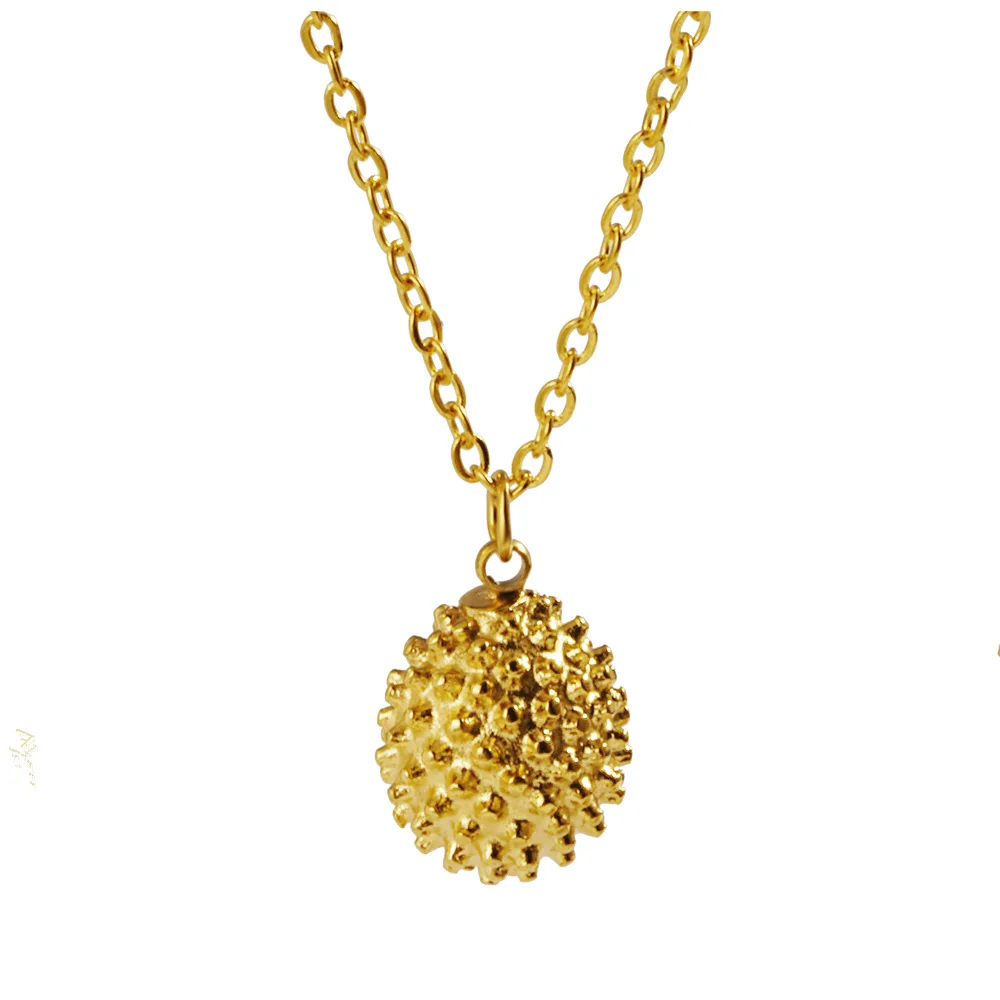 Stainless Steel Delicate Gold Plated Women Durian Fruit Pendant Necklace Jewelry Gift For Him