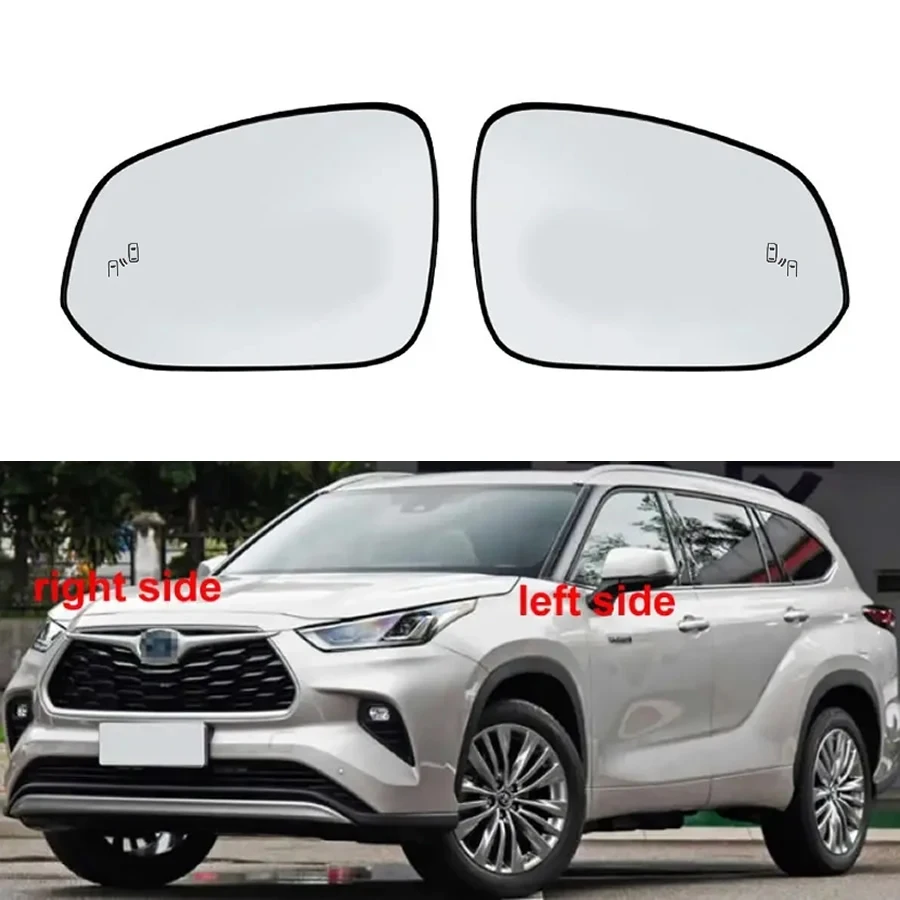 

For Toyota Highlander 2022 Rearview Mirrors Glass Outside Door Side Mirror Lens Heating with Blind Spot Light Pattern