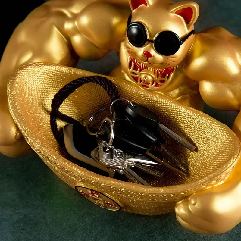 Creative resin crafts ornaments storage cornucopia decor ornaments giant arm muscle lucky cat home accessories ingot robbery cat