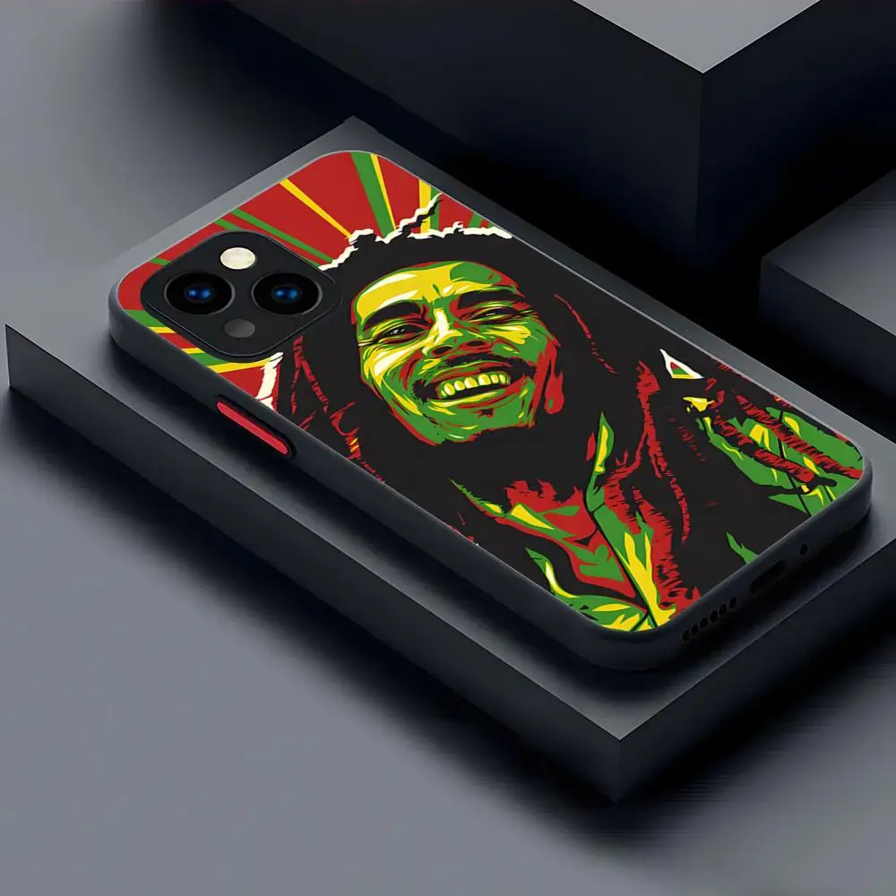 Bob Marley Rasta Lion Phone Case Matte Transparent For 16 15 IPhone 12 11 13 Pro Max X XR XS 8 SE Mini Plus Back Cover