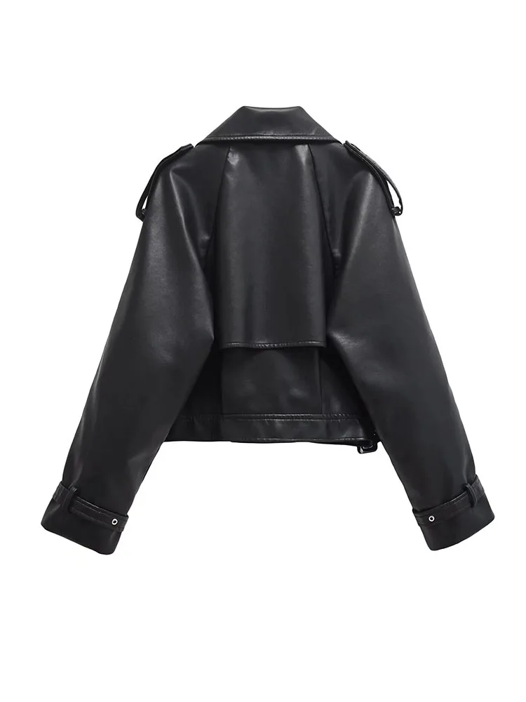 BBWM フェイクレザーボンバージャケット女性のジャケットファッションクロップドジャケット女性ストリートアウターウェア長袖ジャケットコート