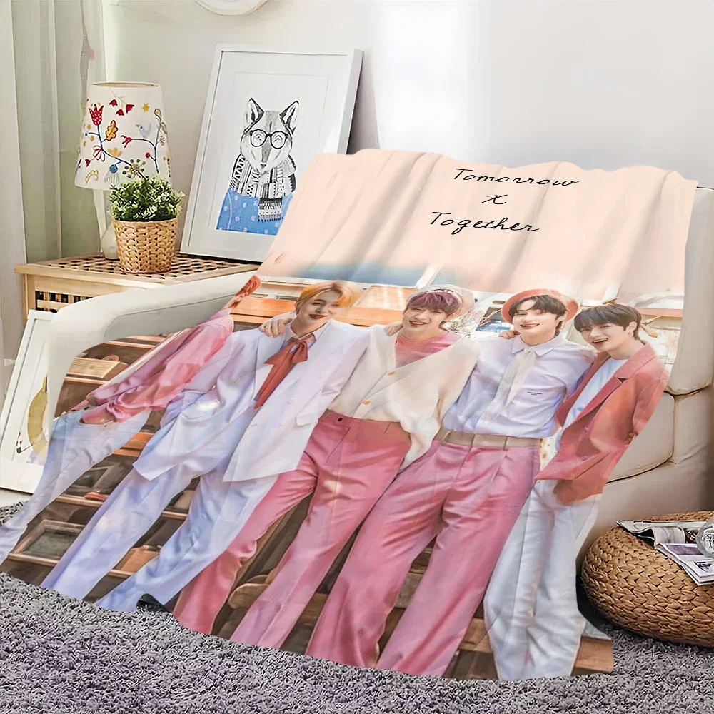 

KPOP TXT Cozy Throw Blanket Soft Warm Baby Plaid for Home Kids Office Daily Use Cover Lightweight Living Room Decor