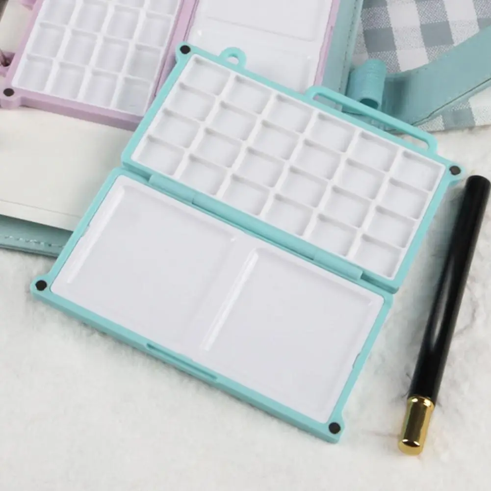 24 Color Watercolor Palette Mini Watercolor Tin Box 24 Pcs Half Pans with Magnetic Palette Case Portable Travel Painting Kit