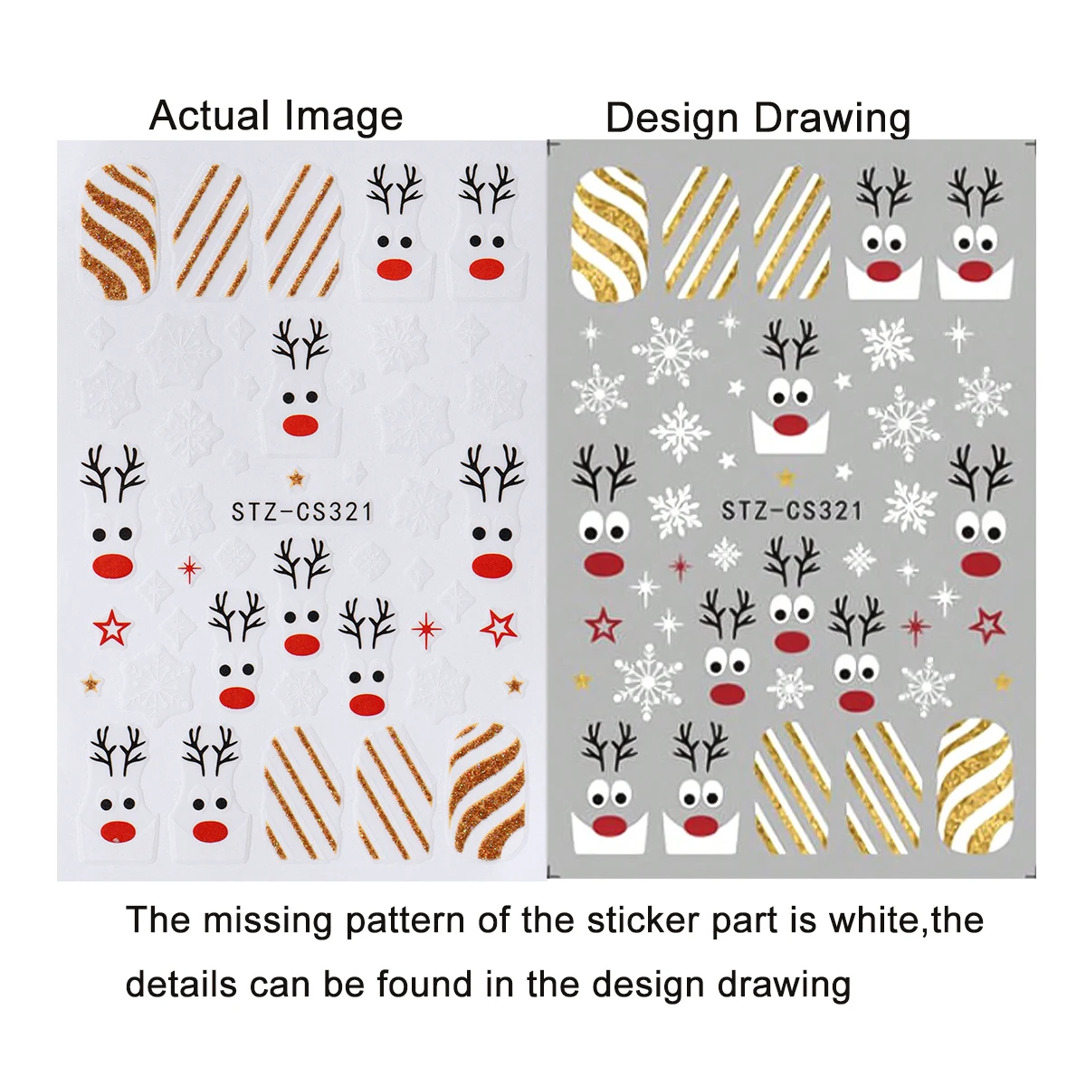 2 قطعة عيد الميلاد مسمار الفن ملصقات لطيف التماثيل نجوم الشتاء ندفة الثلج الشريط الفرنسية خطوط منحنية عيد الميلاد تصاميم مسمار ملصقات فنية