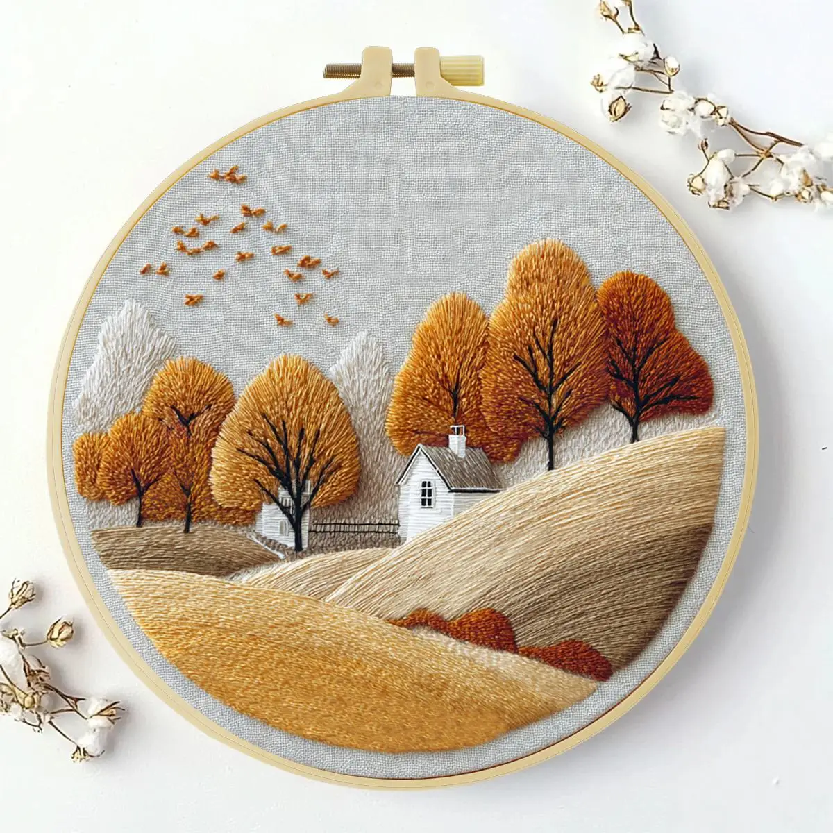 1 Stück 20X20CM/15X15CM 7,87/6,3 Zoll Stickerei-Starter-Kit für ländliche Gebiete DIY-Kit DIY-Stickerei-Set Handarbeiten Heimdekoration – Detail 1