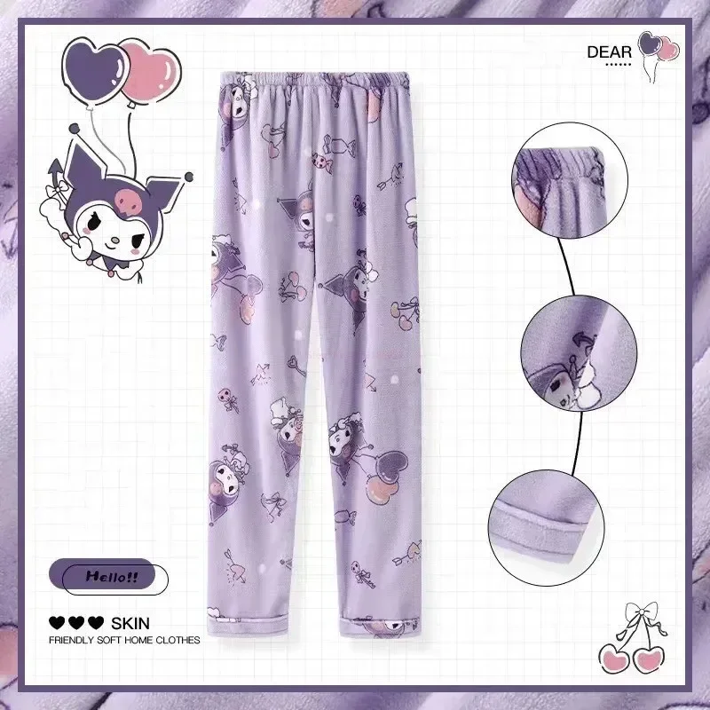 Anime feminino e masculino Pijama de flanela, PJ Fashion, Kawaii, Desenhos animados de lã, Casual Home, Mini, Sanrio, Kuromi, My Melody, Cinnamoroll