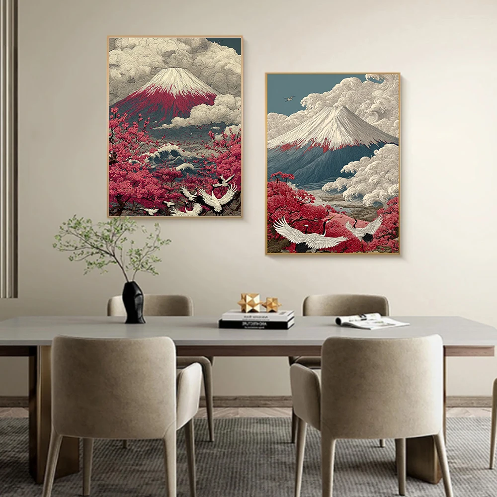 5D Ukiyo‑e Mount Fuji Sakura Crane Diamond Painting Kit DIY Mosaic Cross Stitch Japanese Scenery Home Wall Art Decor Gift Choice