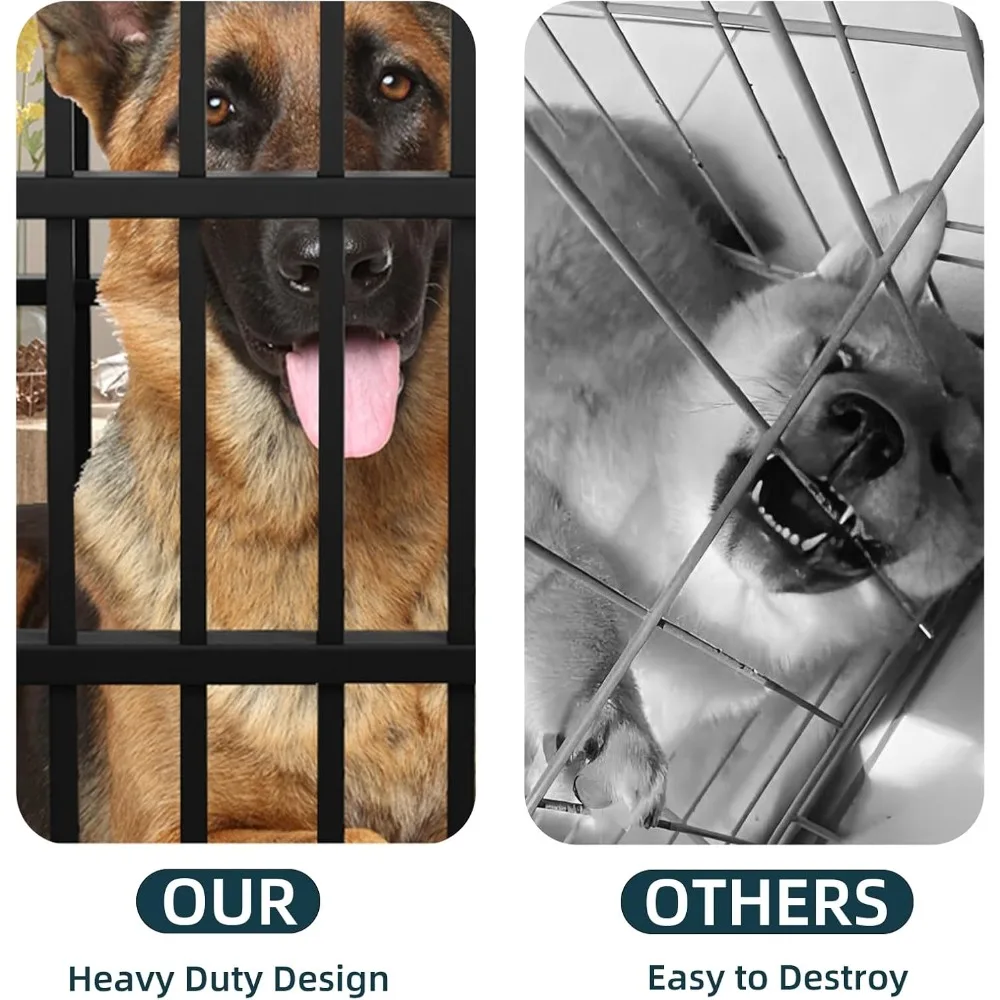 صندوق كلب متين مقاس 54 بوصة مع حصيرة، قفص كلب آمن قابل للقفل، حل عالي القلق للأبواب المزدوجة