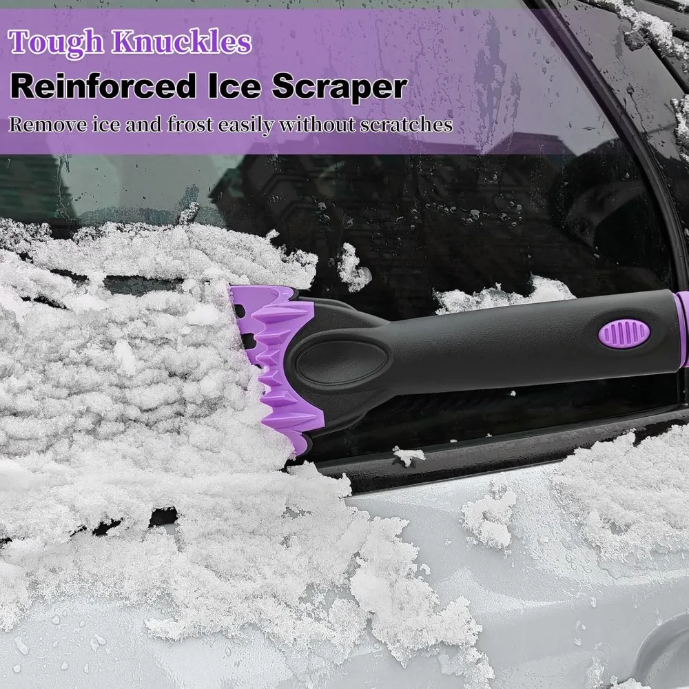 56-Zoll-Hochleistungs-Schneebürste und Eiskratzer mit Schaumstoffgriff für SUV-Windschutzscheibenfenster – Lila