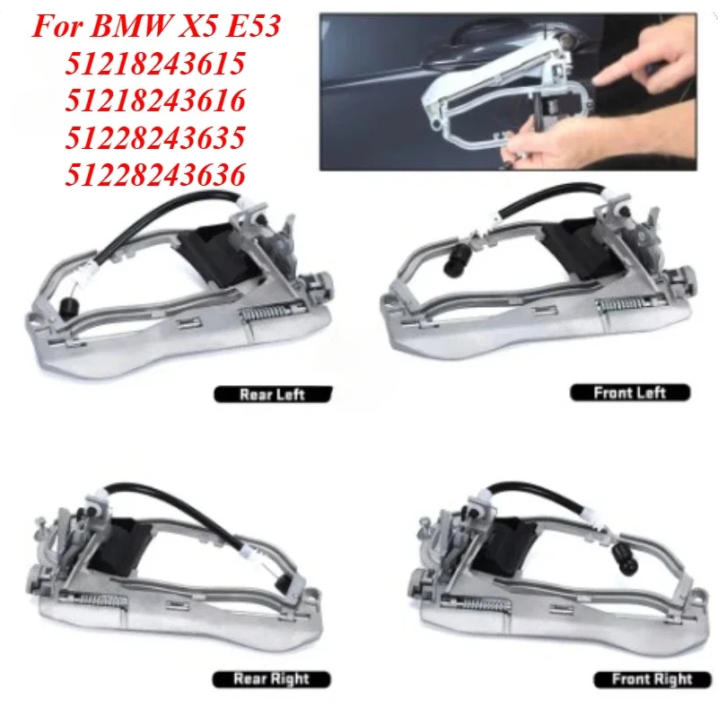 Door Handle Carrier Inner Outside Front Rear Left Right for BMW X5 E53 51218243615 51218243616 51228243635 51228243636，New