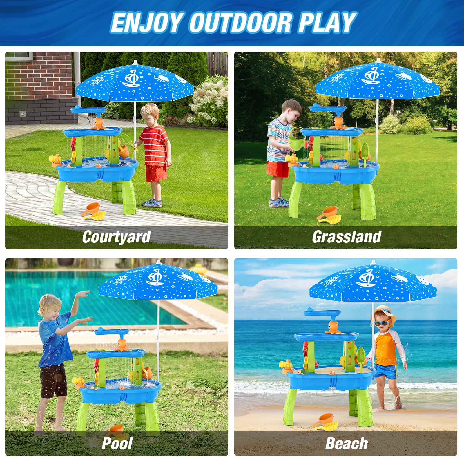 Kids Sand Water Table Children's Beach Toys Outdoor Garden Bunker Set Summer Beach Children DIY Parent-child Interactive Toy