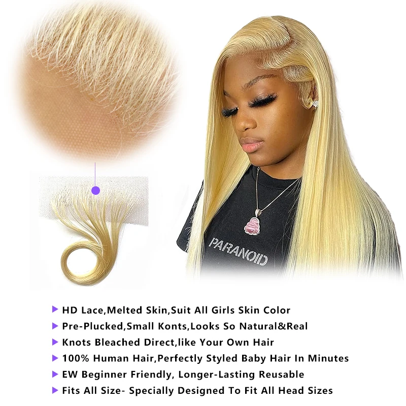 100% cabello humano 613 #   Parche de línea de cabello hecho a mano con flequillo Natural Invisible con bordes de encaje negro de 15cm