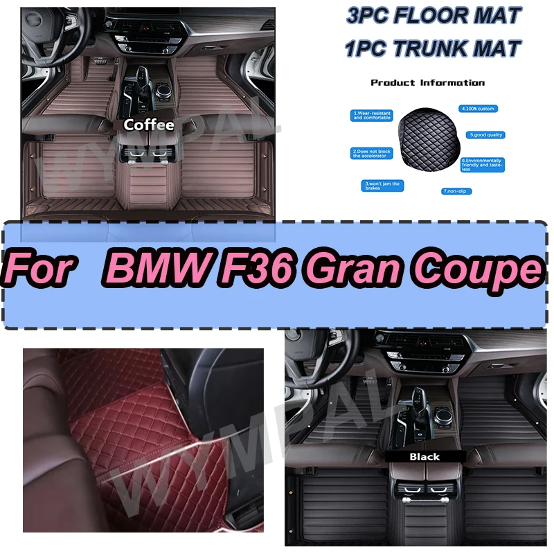 

LUXURY Car Floor Mats For BMW F36 Gran Coupe 2014 2015 2016 2017 Auto Luxury Leather