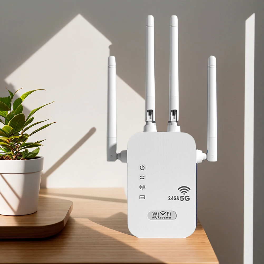 

1200Mbps Wireless WiFi Repeater with WAN/LAN Port Dual-Band 2.4GHz/5GHz WiFi Extender Network Expander for Home Small Office