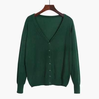 Ladies Jumper Woman Coat Tops Knitted Long Sleeve V-Neck Loose Size 4xl 5xl 6xl Casual Woman Cardigan Sweater