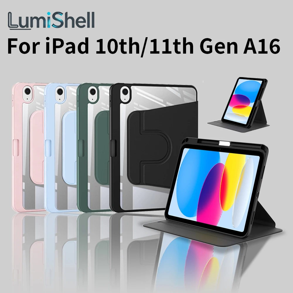 360 Rotation Case For iPad 10th 11th Generation A16 10.9/11 Inch, With Pencil Holder Cover, Auto Sleep/Wake Function Tablet Case