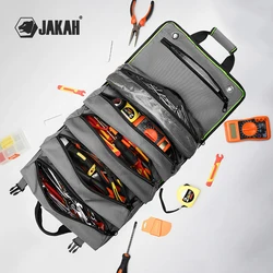 Roll Up Tool Bag, Multi-pockets Tool Organiser 600 Denier with 11 Interior Pockets, 68x36cm, Ideal for Craftsmen, Electricians