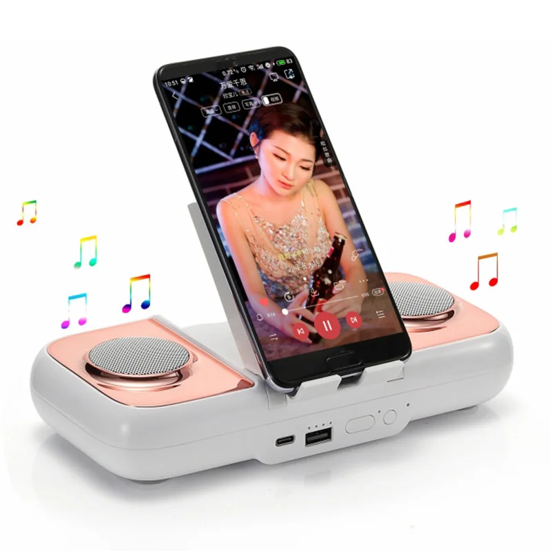 New Mobile Phone Holder Power Bank Bluetooth Audio Four-in-one 10000 Power Bank Bluetooth Compatible Speaker DQ-Drop Speaker