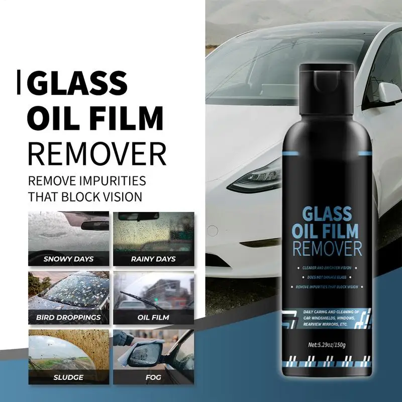 Auto Glass Cleaner Portable Windshield Oil Film Cleaner 150g Windshield Cleaning Tool Glass Oil Film Cleaner Spray For Car