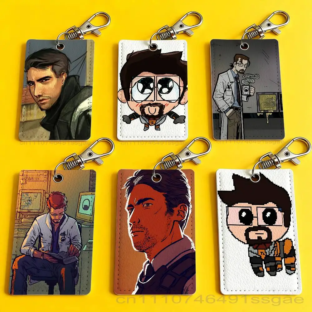 

H-Half Life Barney Calhoun Card Holder Men And Womenn Universal Antirust Keychain Learther Access Drop Key Tag Ring