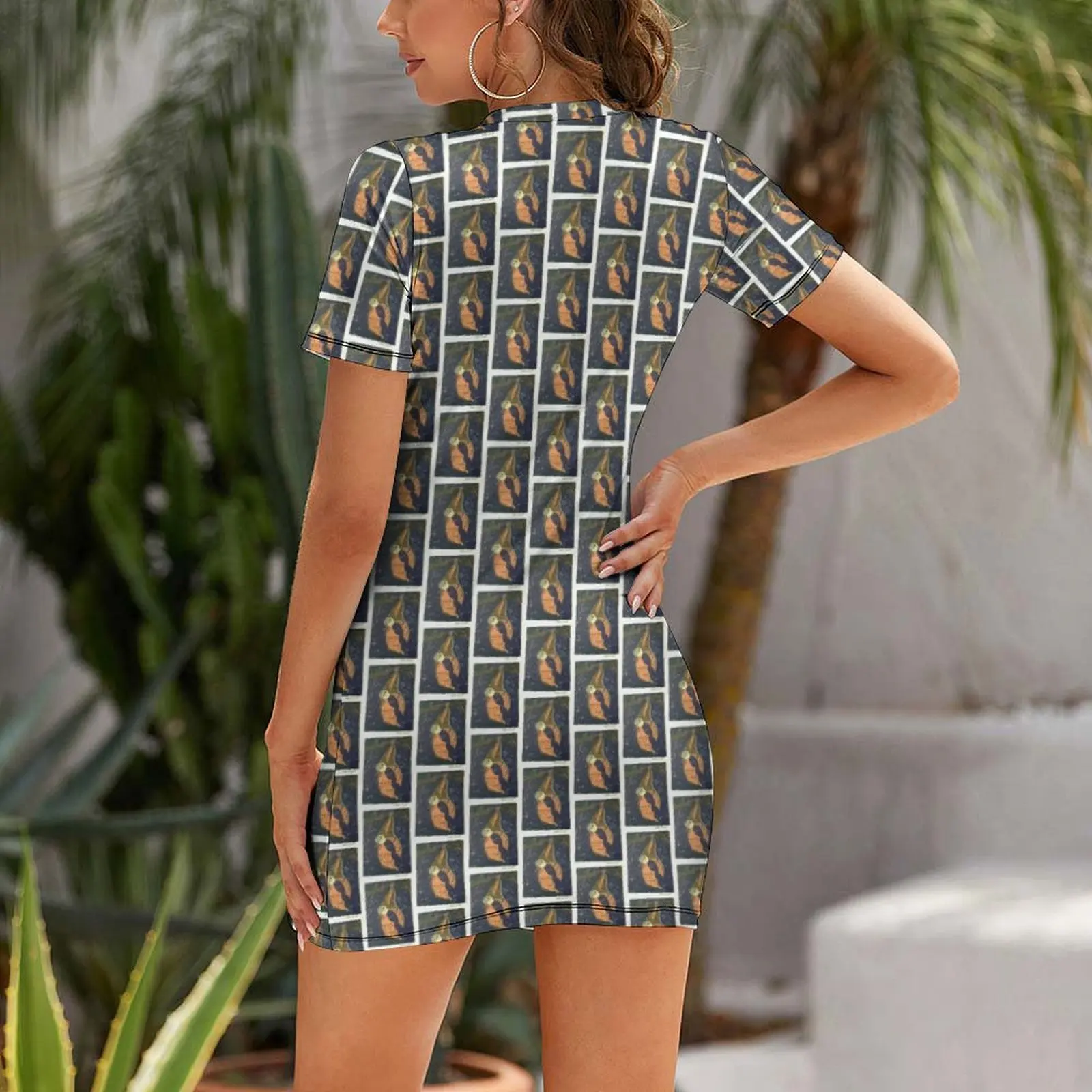 Batzilla- Night Flight by Eire Elizabeth Kieran Short Sleeved Dress dresses ladies 2025 summer Casual dresses