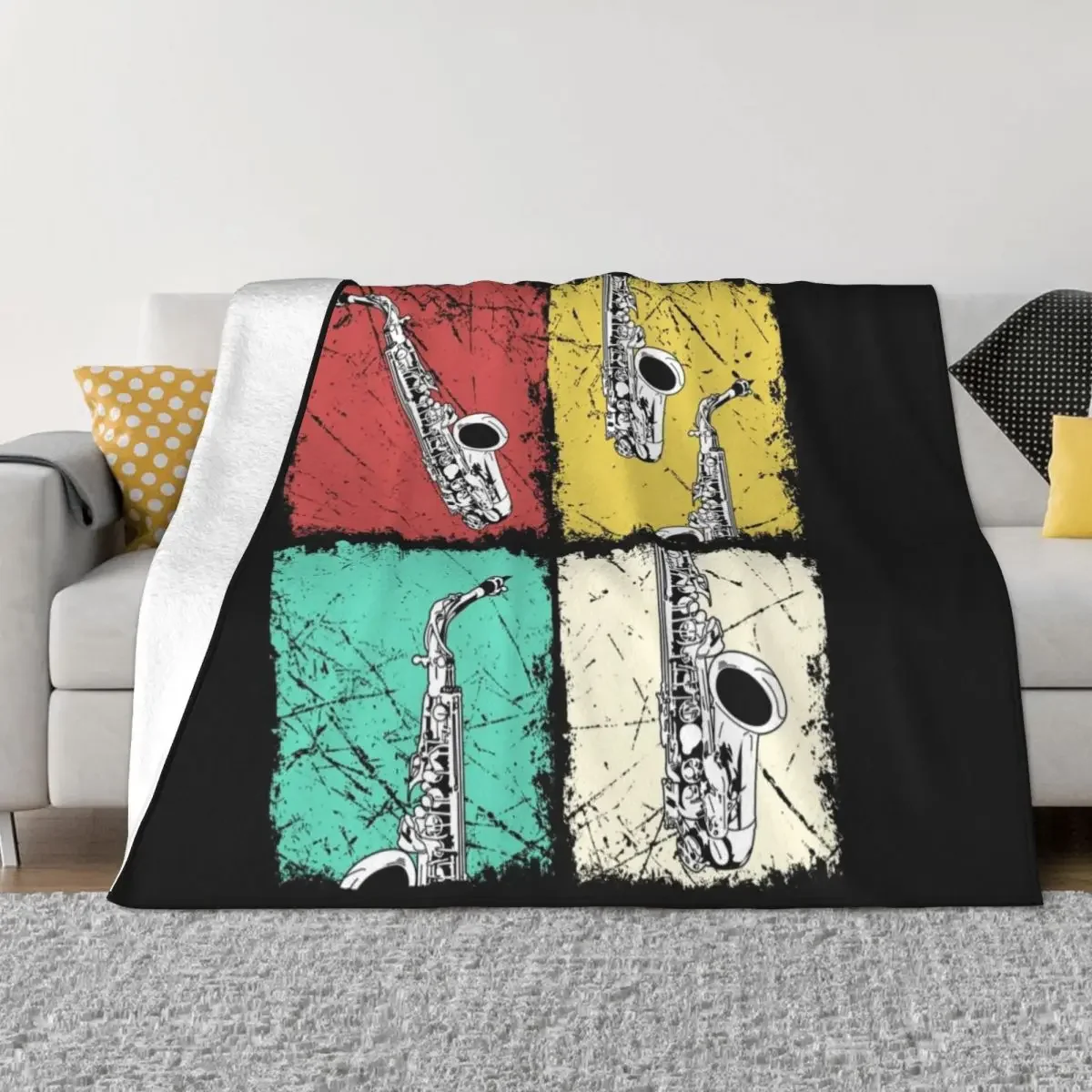 

Saxophonist Gift Men Women Jazz Music Saxophone Throw Blanket Winter beds Comforter blankets and throws Soft Plaid Blankets