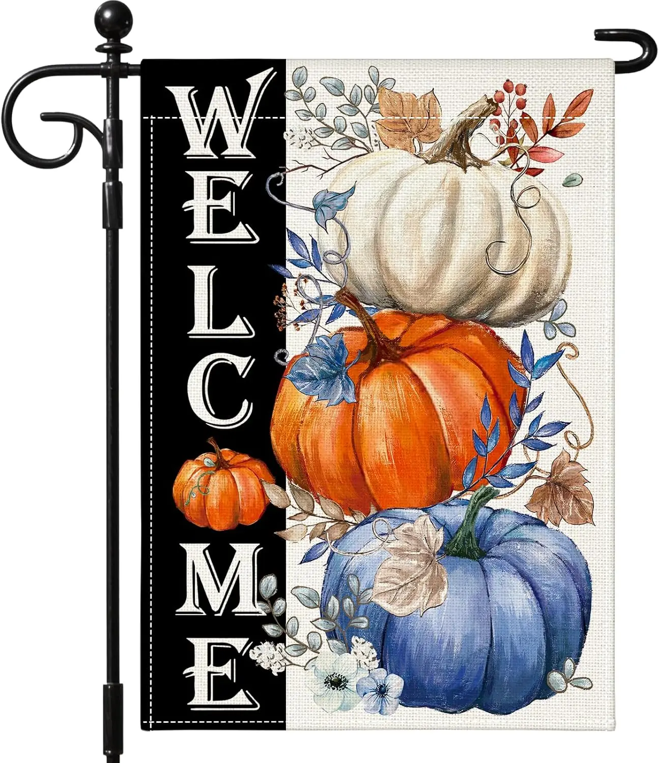Artscope Fall Pumpkin Welcome Garden Flag 12x18 Inch Double Sided, Thanksgiving Seasonal Outdoor Autumn Harvest Flag for Yar UUN