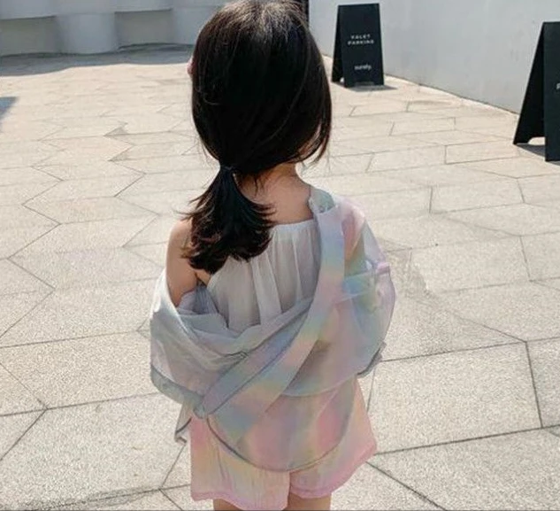 Girls Sun-protective Shirts 2024 Spring and Summer New Kids Fashion Rainbow Sweet Sunscreen Shirt Children Cardigan Thin Coat