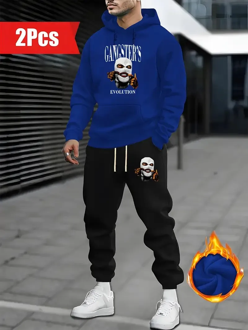 2025年秋新作 3プリント 快適でおしゃれなカジュアルメンズアウトドアスポーツスウェットシャツ＆スウェットパンツセット