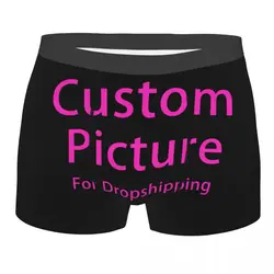 Personalized Custom Photo Logo Boxer Shorts Men 3D Printed Customized DIY Print Underwear Panties Briefs Breathable Underpants