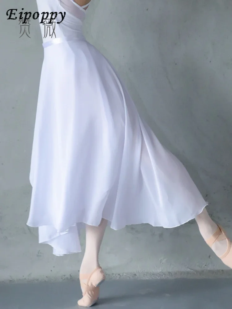 

Танцевальная юбка, женская одежда для тренировок, шифоновое цельнокроеное Платье на шнуровке, черное балетное платье для взрослых