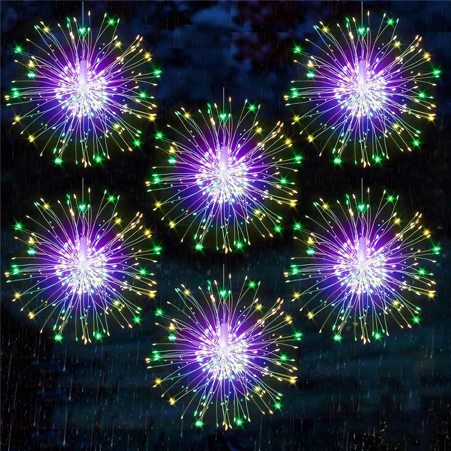 Romantic 10 IN 1 1200LEDs Dandelion String Lights Garland Outdoor Christmas Firework Fairy Lights for Garden Party Bedroom Decor