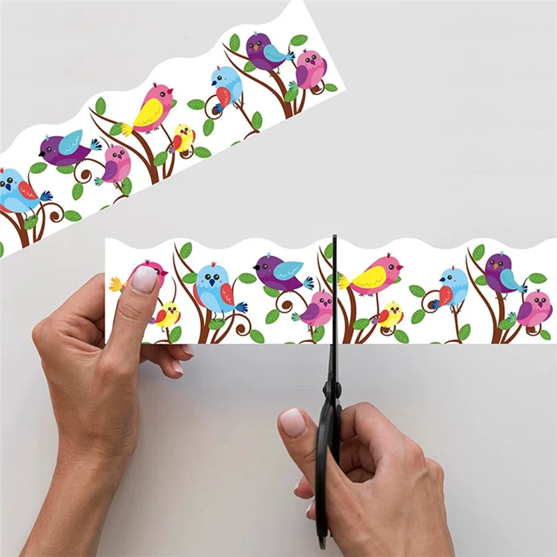 1 لفة لوحة الإعلانات الحدود الطيور لوحة الإعلانات ملصق لوحة الإعلانات الديكور 65.6Ft بطول لديكور الفصول الدراسية-TCE